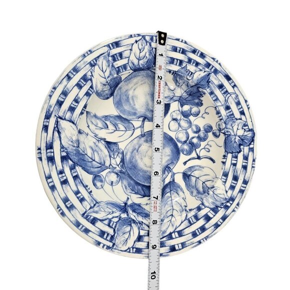 Pier 1 Imports Blue & White Fruit Basket Weave Rim Salad Pasta Bowls - Set of 3 - Picture 6 of 16